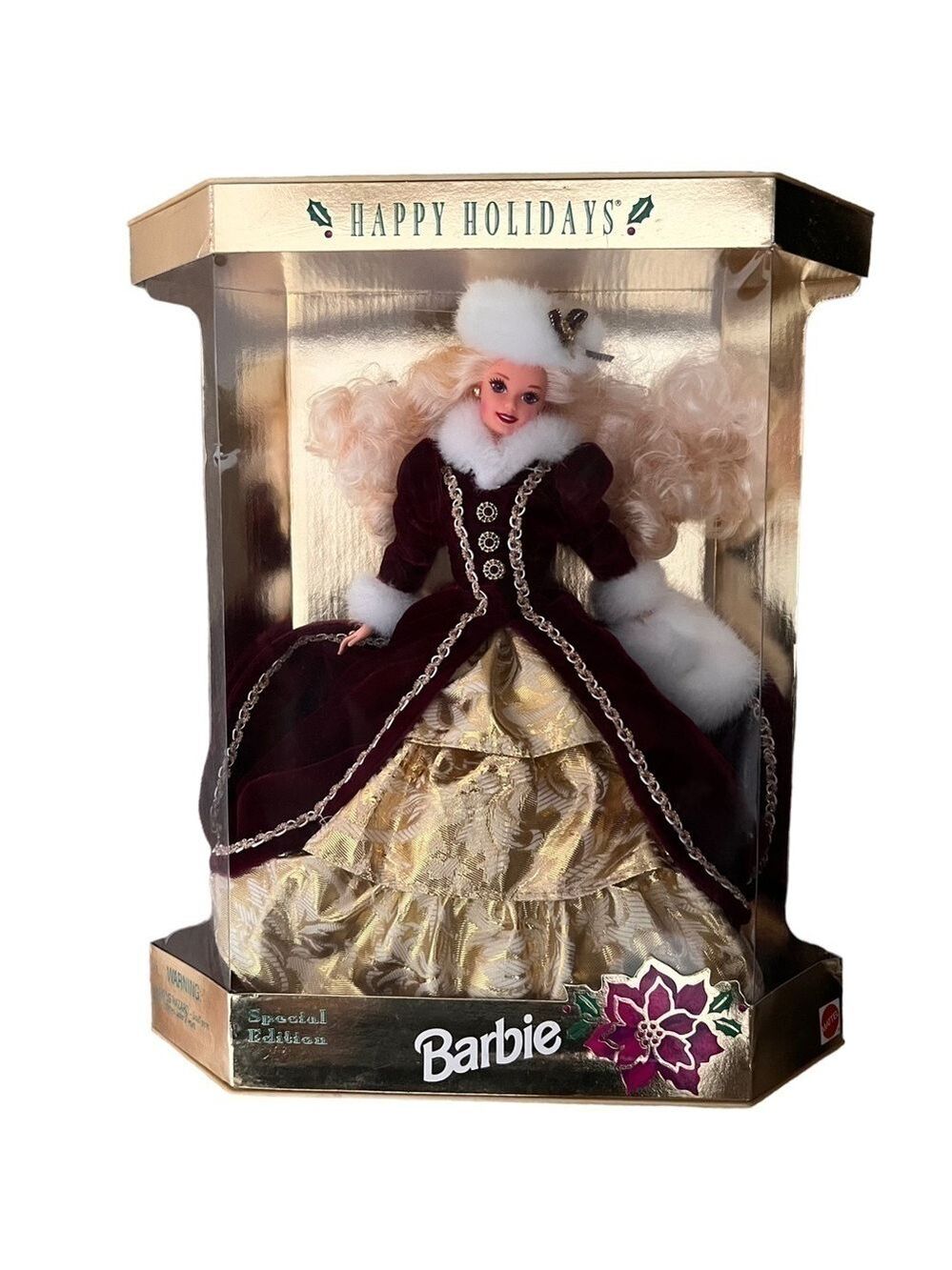 Mattel 1996 BARBIE HAPPY HOLIDAYS #15646 11.5" Blonde Vinyl Fashion Doll NRFB